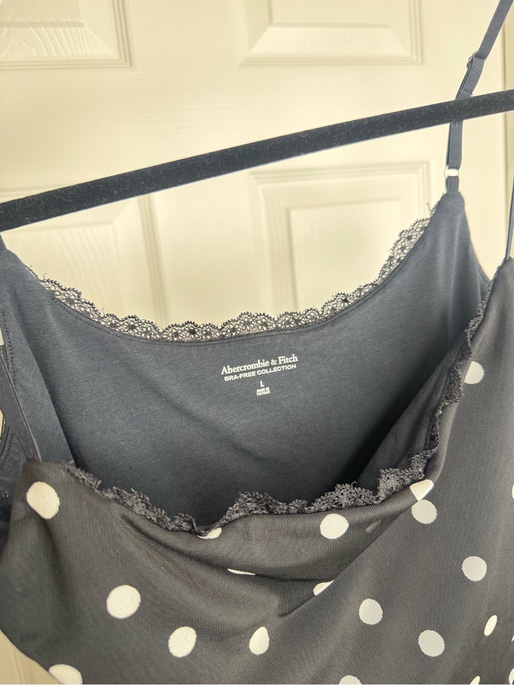 Abercrombie & Fitch Black Polka Dot Lace-Trim Cami Bra Free Collection 90s - Picture 5 of 5